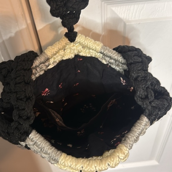 Vintage Handmade Macramé Purse Double Straps Lined Retro 70’s - Picture 4 of 4